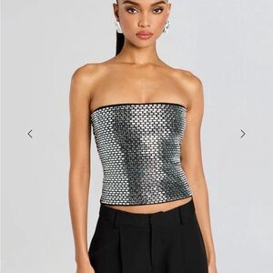 Retrofete Silver Strapless Women Top